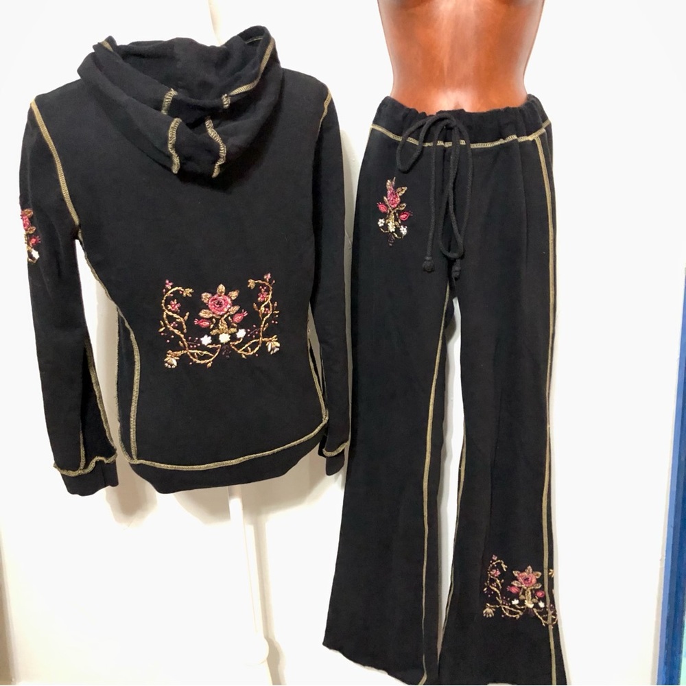Twisted Heart Y2K embellished flare track suit hoodie